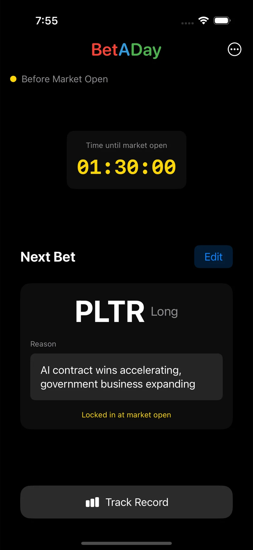 BetADay daily prediction screen