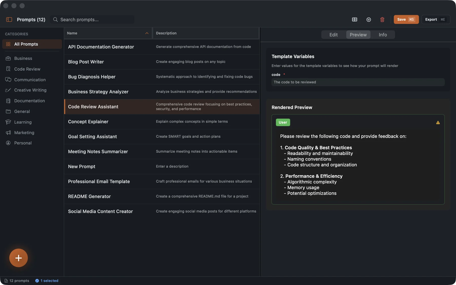 Lexicon prompt preview